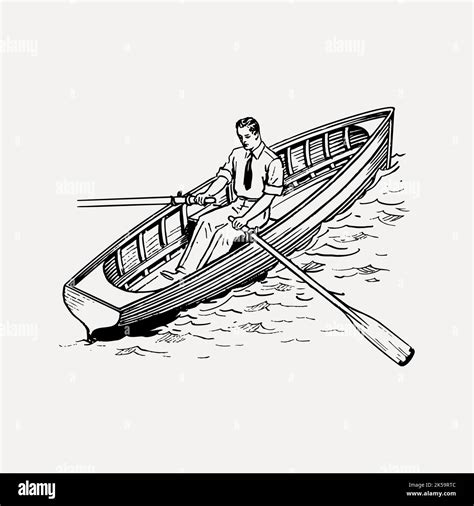 Man In Rowboat Clipart Drawing Illustration Vector Stock Vector Image