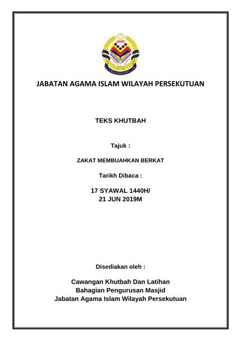 PDF JABATAN AGAMA ISLAM WILAYAH PERSEKUTUAN Termasuklah Pusat