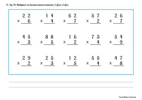 Multiplicar por 1 Cifra 4º Educación Primaria