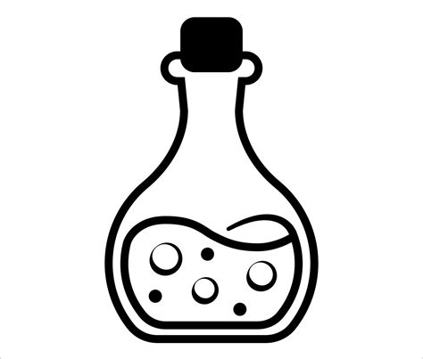 Magic Potion Icon Bottle With Liquid Outline Illustration Vector Line Art Icon Liquid In