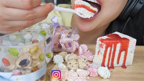 Sas Asmr ♡ Crepe Cake And Mini Meringue Bites Only Youtube