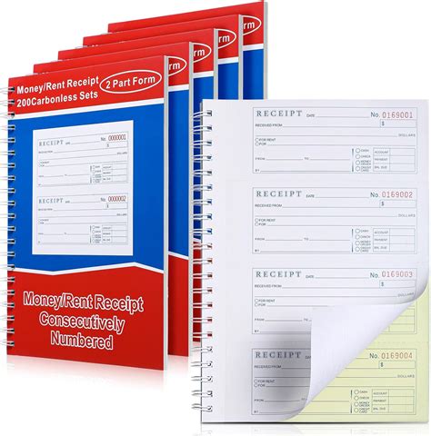 Amazon.com : Crtiin 6 Pcs Money and Rent Receipt Book 2 Part Carbonless