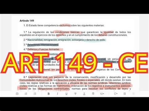 ARTÍCULO 149 Constitución Española Competencias Exclusivas