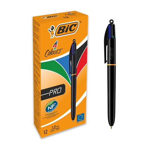 Bic Stylo Bille 4 Couleurs Rétractables Grip Pro Pointe Moyenne 1 0