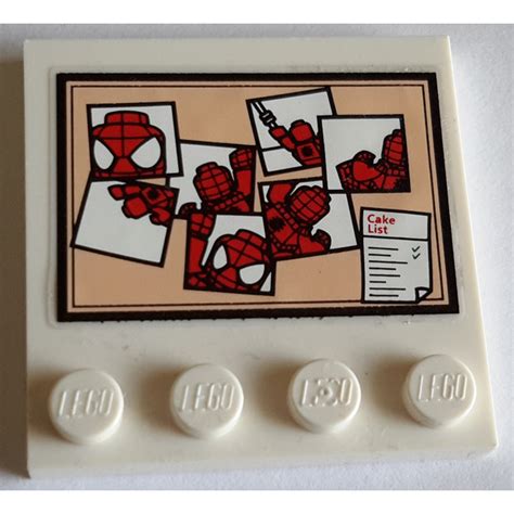 LEGO Tile 4 X 4 With Studs On Edge With Cake List And Spider Man Photos