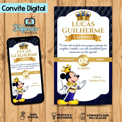 Convite Digital Mickey Realeza Elo Produtos Especiais