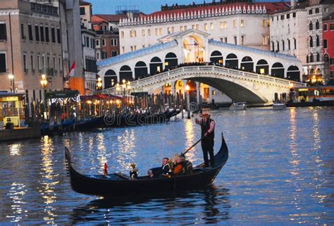 Gondola Trip,at Night, on the Grand Canal in Venice Editorial Image ...