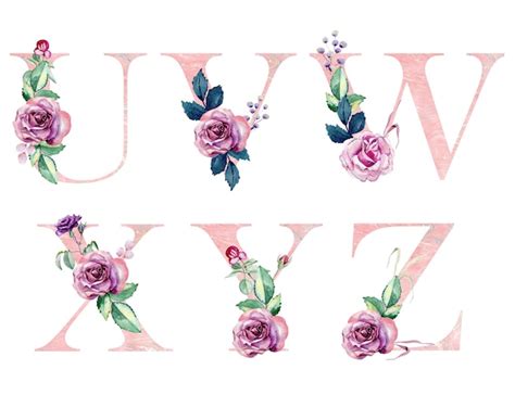 Premium Photo Watercolor Floral Alphabet