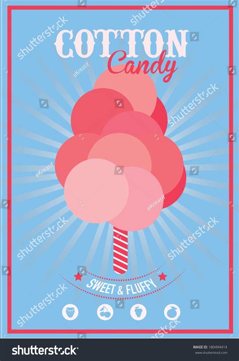 Vintage Cotton Candy Poster Vector Illustration 180494414 Shutterstock