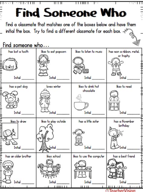 Game Find Someone Who Worksheet