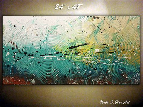 The Horizon Line Turquoise Abstract Set Of 2 Paintings Framed Textured