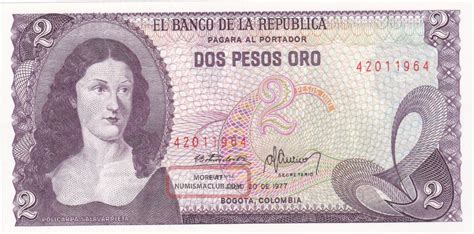 Pesos Oro From Columbia Ef Aunc Note