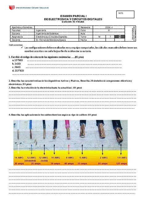 C2 III Electrónica Y Circuitos Digitales NOTA EXAMEN PARCIAL I DE