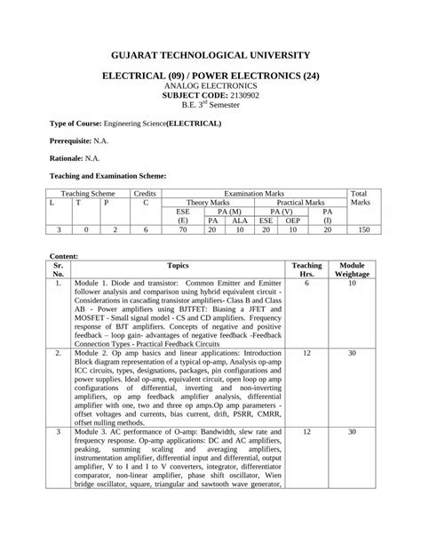 Pdf Gujarat Technological University Analog Electron