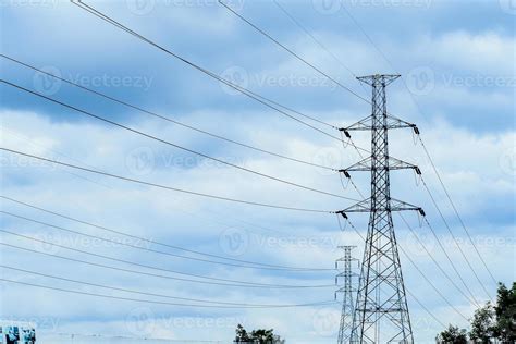 High Voltage Transmission Towers Complex Steel Structures In Rural