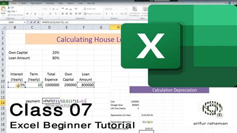 How To Create House Lone And Calculate Depreciation Of Pmt And Sln Function Use In Excel Youtube