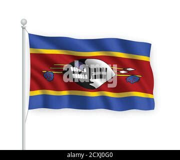 D Realistic Waving Flag Of Eswatini On Transparent Background Stock