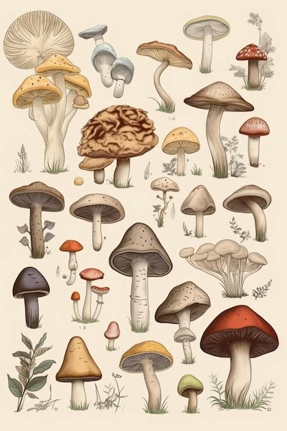 Premium AI Image A Drawing Of Mushrooms With The Title Mushroom