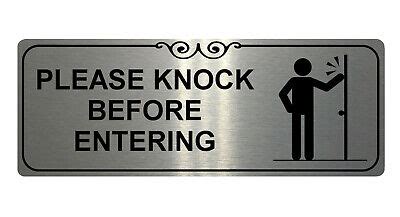 254 PLEASE KNOCK BEFORE ENTERING Metal Aluminium Door Sign Plaque House Office | eBay