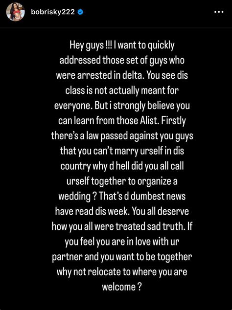 You All Deserve How You Were Treated Bobrisky Reacts To The Arrest Of Suspected Gay Men In