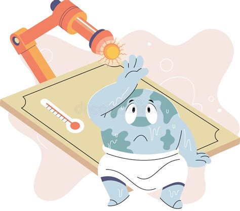 Poorly Globe Sits Under Hot Sun With Thermometer Global Warming Concept Planet Is Overheating