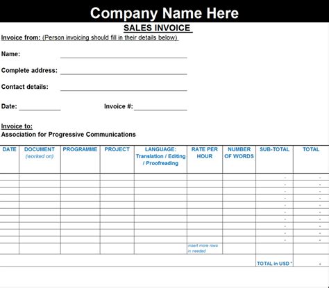 Sales Invoice Template Excel Word Templates Invoice Format In Excel