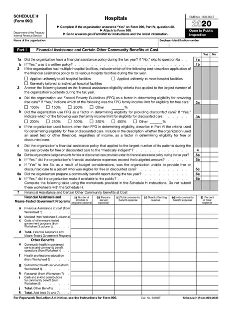 Irs 990 Schedule H 2020 Fill Out Tax Template Online Us Legal Forms