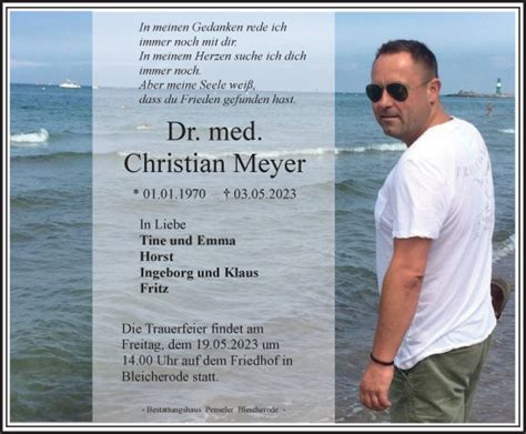 Traueranzeigen Von Christian Meyer Trauer In Thueringen De