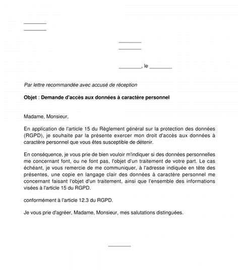 Demande D Acc S De Modification Ou De Suppression De Donn Es