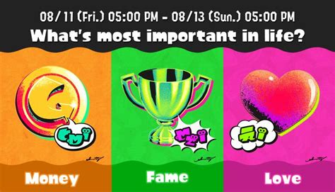 Splatoon 3 'Money vs. Fame vs. Love' Splatfest set for August 11th ...