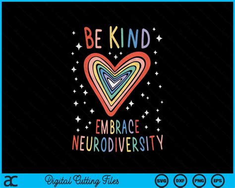 Be Kind Embrace Neurodiversity Autism Awareness Heart Adhd Svg Files Creativeusarts