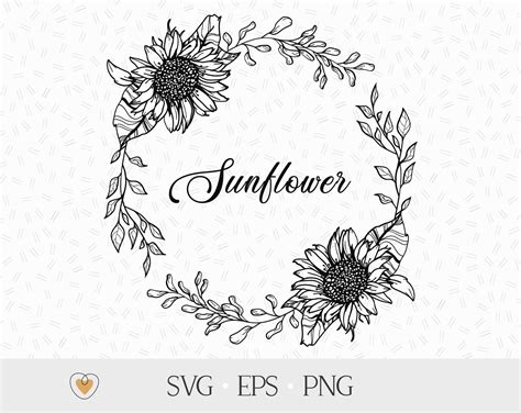 Sunflower Wreath Svg Flower Border Svg Wedding Invitation Etsy