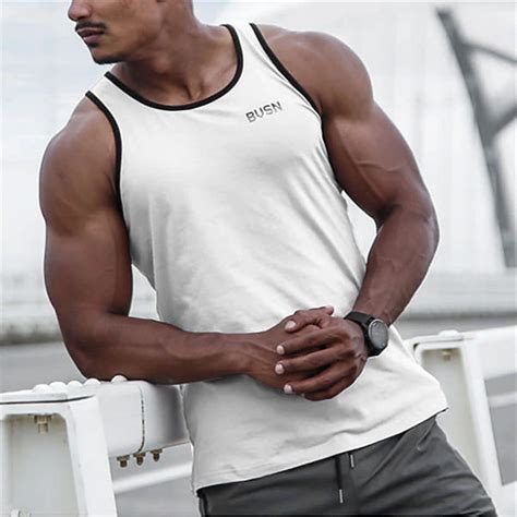 Men S Tank Top Vest Top Undershirt Sleeveless Shirt Solid Color Crew Neck Hot Stamping Street