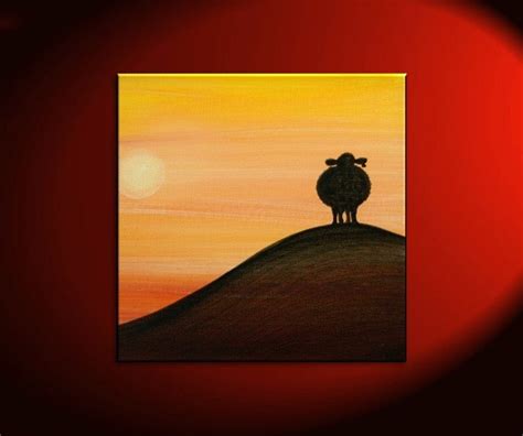 Sheep Silhouette Painting Sunset Calming Happy Lamb Art - Etsy