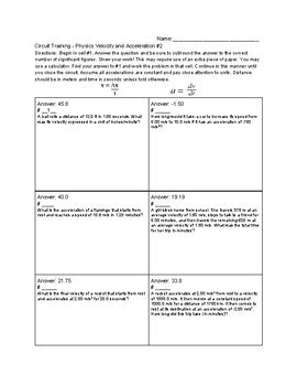 Circuit Training Physics Velocity And Acceleration 2 TPT