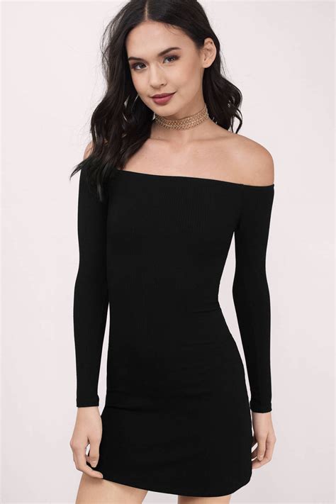 Cute Black Bodycon Dress Off Shoulder Dress Bodycon Dress