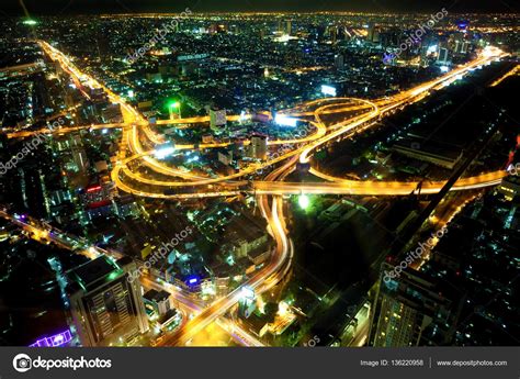 Bangkok city at night.Traffic and road scenery Stock Photo by ...