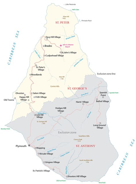 Map Of Montserrat With Exclusive Zone Gis Geography
