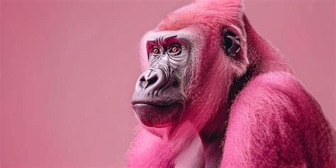 Premium Photo A Pink Gorilla In A Vibrant Monochromatic Setting