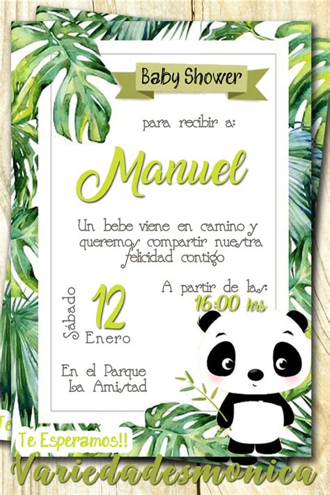 Invitación Panda Bebe Baby Swower Tarjeta de Invitación baby Shower