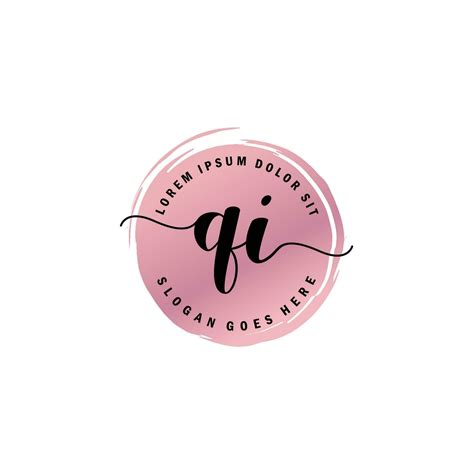 Qi Initial Letter Handwriting Logo With Circle Brush Template Vector