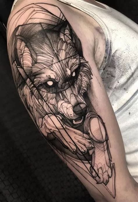 Fenrir Shoulder Sketch Tattoo TATTOOGOTO