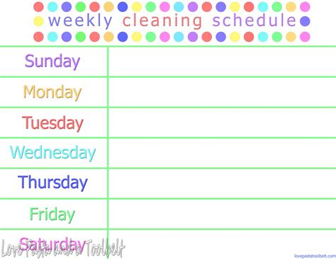 Weekly Cleaning Schedule Printable – task list templates