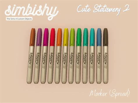 The Sims Resource Cute Stationery Set 2 Marker Spread