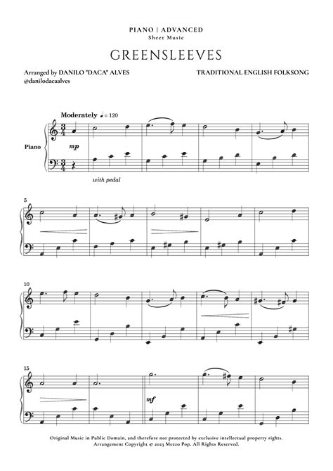 Greensleeves Arr Danilo Daca Alves By Traditional English Sheet