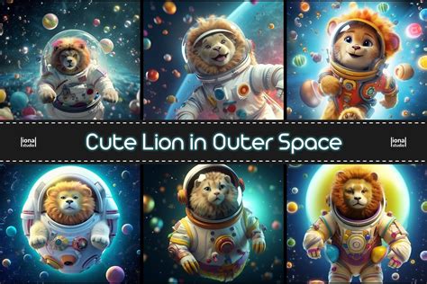 Cute Lion in Outer Space Graphic by lionalstudio · Creative Fabrica