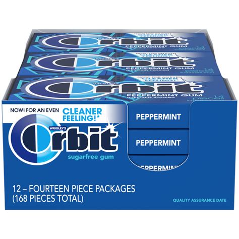 ORBIT Peppermint Sugarfree Chewing Gum, 14 Piece Pack (Pack of 12 ...