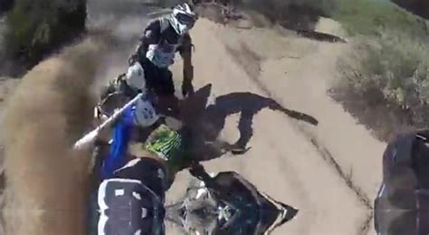 Dirt Bike Riders Crash Into Each Other - Ouch Video | eBaum's World