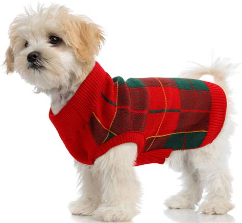 Pumyporeity Classic Plaid Dog Sweater With Leash Hole