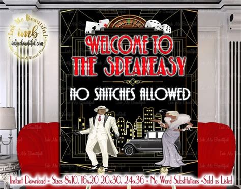 Great Gatsby Speakeasy Welcome Sign Gatsby Party Decoration Roaring 20s Art Deco Las Vegas